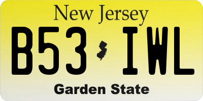 NJ license plate B53IWL
