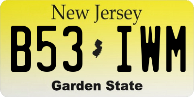 NJ license plate B53IWM