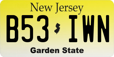 NJ license plate B53IWN