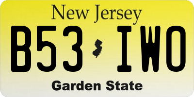 NJ license plate B53IWO