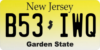 NJ license plate B53IWQ