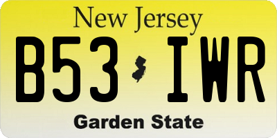 NJ license plate B53IWR