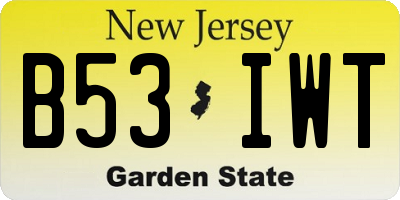 NJ license plate B53IWT