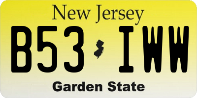 NJ license plate B53IWW