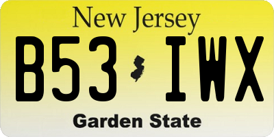 NJ license plate B53IWX