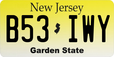 NJ license plate B53IWY