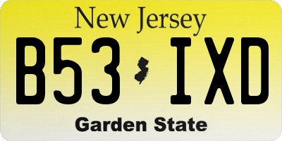 NJ license plate B53IXD