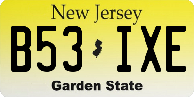NJ license plate B53IXE