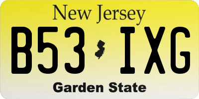 NJ license plate B53IXG