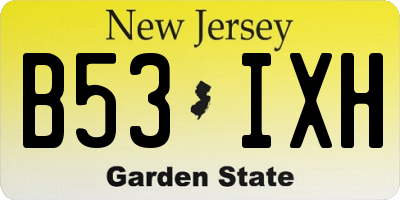 NJ license plate B53IXH