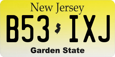 NJ license plate B53IXJ