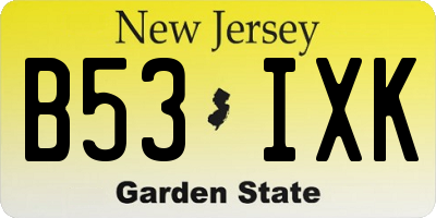NJ license plate B53IXK