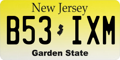 NJ license plate B53IXM