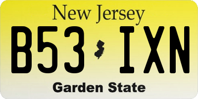 NJ license plate B53IXN