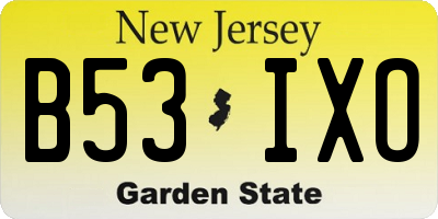 NJ license plate B53IXO