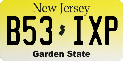 NJ license plate B53IXP