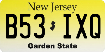 NJ license plate B53IXQ
