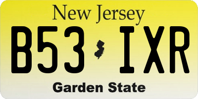 NJ license plate B53IXR