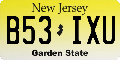 NJ license plate B53IXU