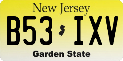 NJ license plate B53IXV