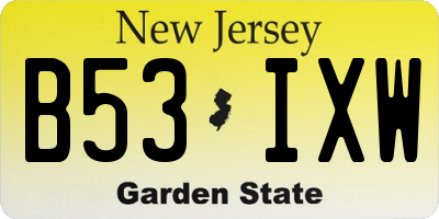 NJ license plate B53IXW