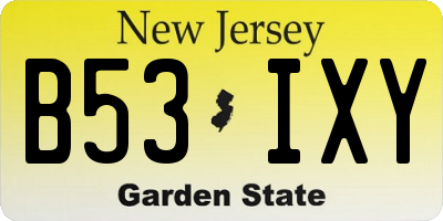 NJ license plate B53IXY