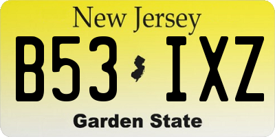 NJ license plate B53IXZ