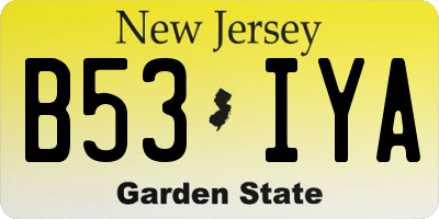 NJ license plate B53IYA