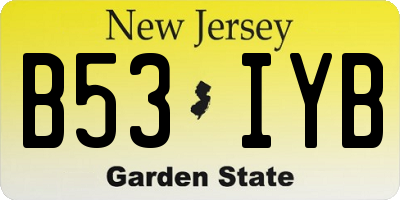 NJ license plate B53IYB
