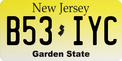 NJ license plate B53IYC