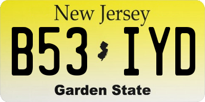 NJ license plate B53IYD