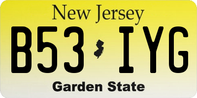 NJ license plate B53IYG
