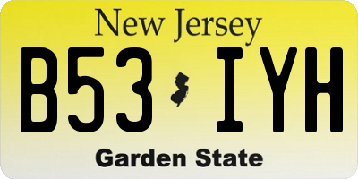 NJ license plate B53IYH