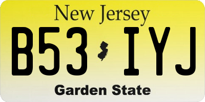 NJ license plate B53IYJ