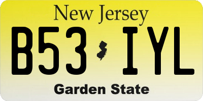 NJ license plate B53IYL