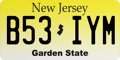 NJ license plate B53IYM