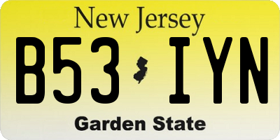 NJ license plate B53IYN