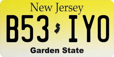 NJ license plate B53IYO