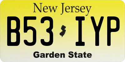 NJ license plate B53IYP