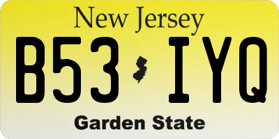 NJ license plate B53IYQ
