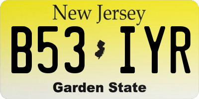 NJ license plate B53IYR