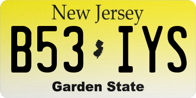 NJ license plate B53IYS