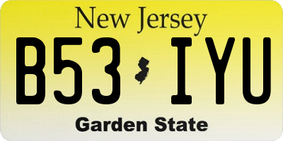 NJ license plate B53IYU