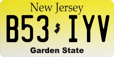 NJ license plate B53IYV