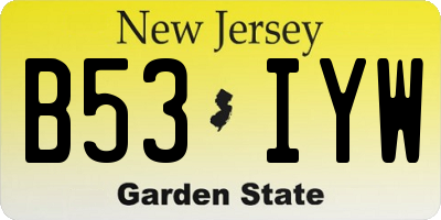NJ license plate B53IYW