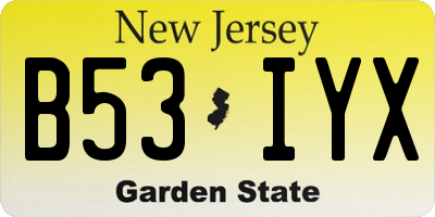 NJ license plate B53IYX
