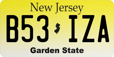 NJ license plate B53IZA