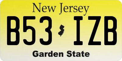 NJ license plate B53IZB