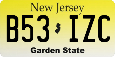 NJ license plate B53IZC