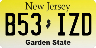 NJ license plate B53IZD